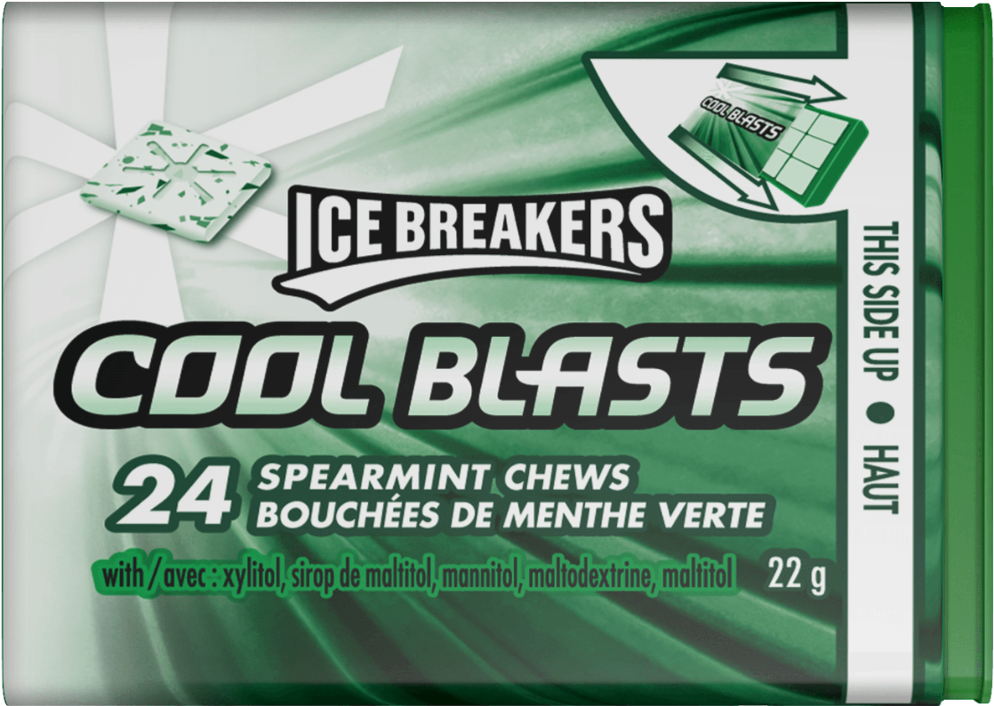 Ice Breakers Cool Blasts Spearmint Chews - Ice Breakers Cool Blasts, 24 Peppermint Chews (1280x1280), Png Download