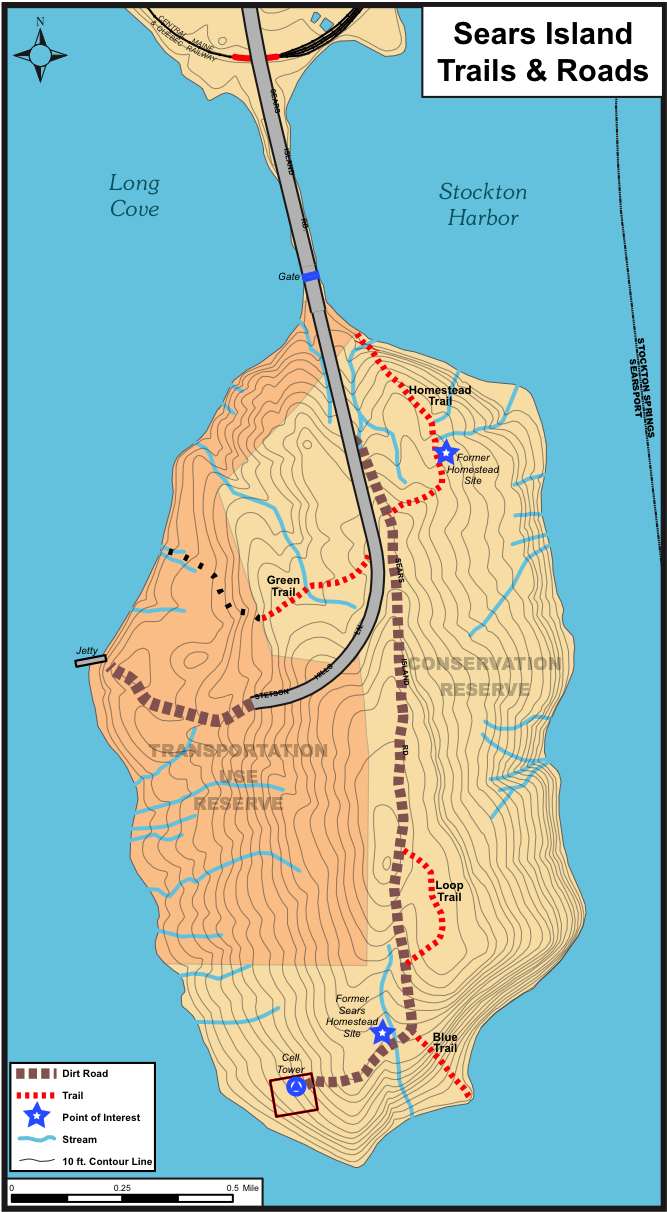 Sears Island Trails And Roads - Sears Island Maine Trail Map (900x1275), Png Download
