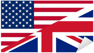 American And British English Language Icon Sticker - British Flag American Flag (400x400), Png Download