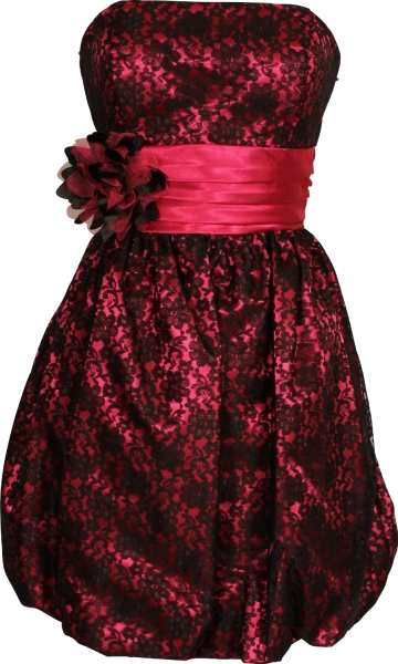 Strapless Lace Overlay Satin - Dress (360x600), Png Download