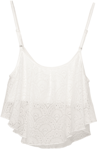 Front View Of Lace Overlay Crop Top With Lace White - White Crop Top Transparent (420x600), Png Download