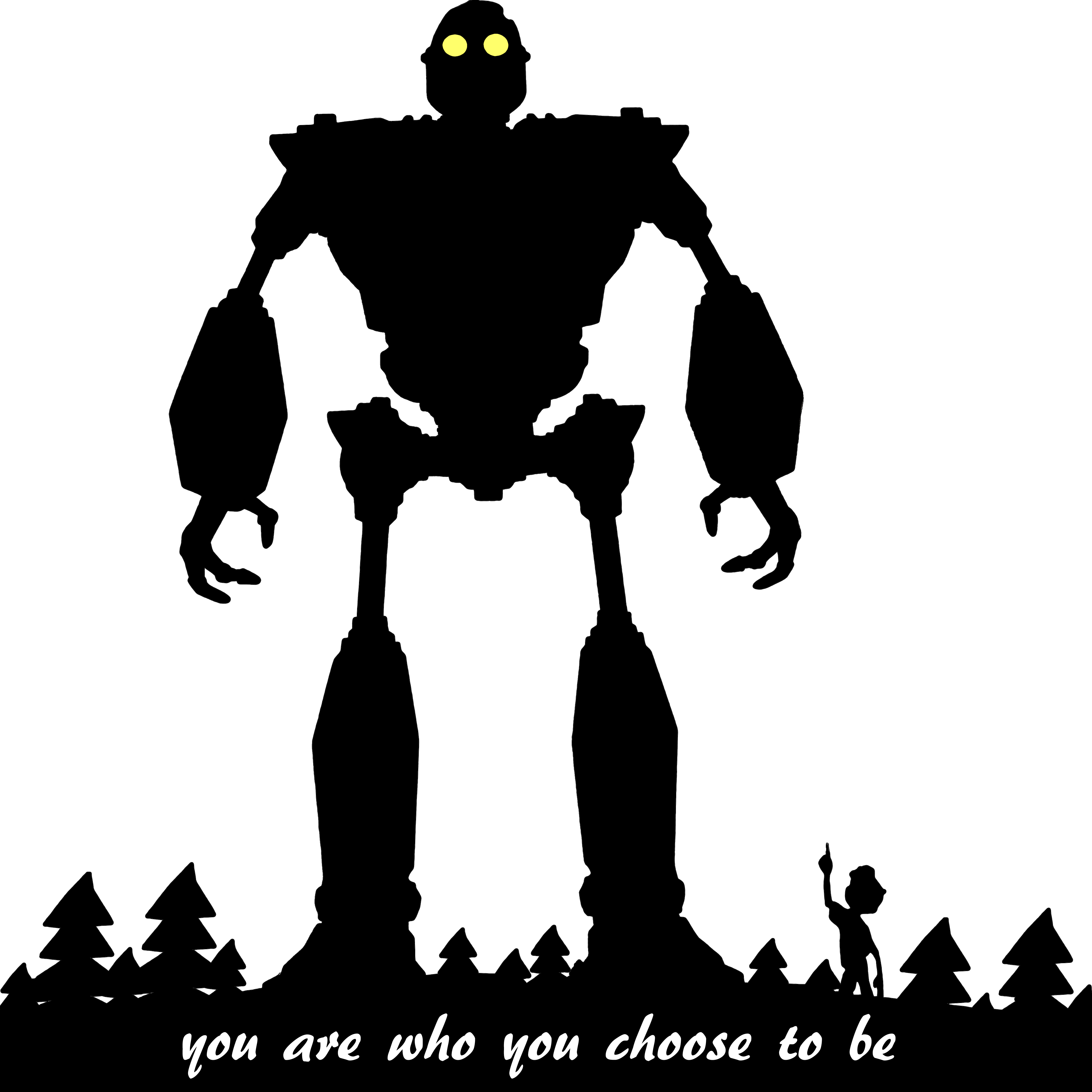 Iron Giant Silhouette - Iron Giant Black And White (4000x4000), Png Download