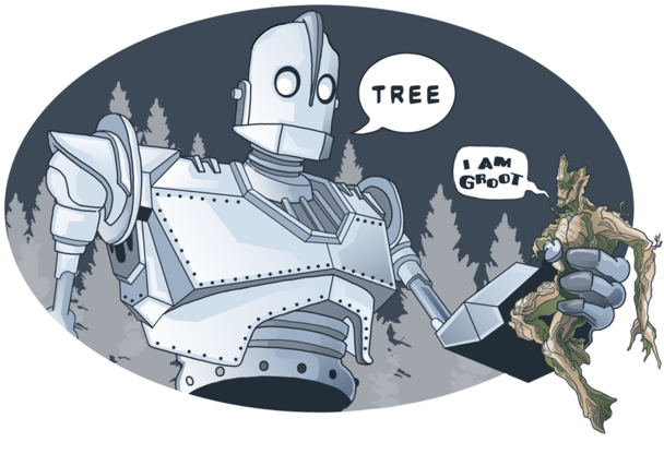 Iron Giant And Groot Crossover Shirt - Iron Giant And Groot (630x630), Png Download