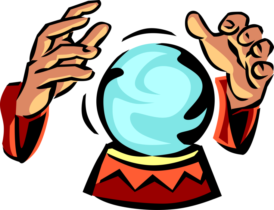 Vector Illustration Of Crystal Ball Gazing With Fortune - Crystal Ball Free Clipart (910x700), Png Download