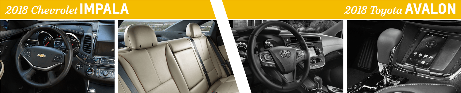 2018 Chevrolet Impala Vs 2018 Toyota Avalon Interior - 2018 Toyota Avalon (1500x309), Png Download