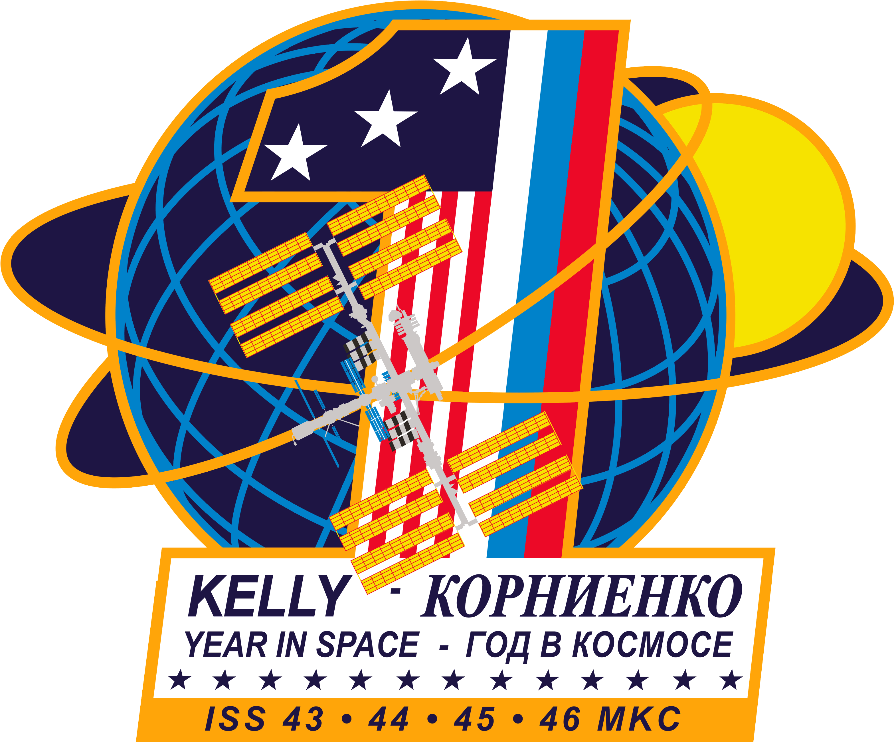 The One Year Crew Mission Patch - Nasa One Year Mission (3174x2638), Png Download