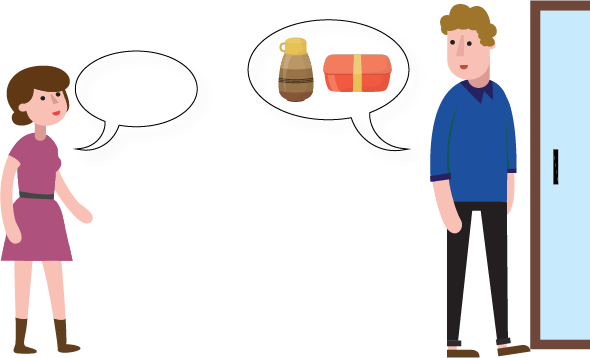 Woman Man Lunchbox Far - Cartoon (590x358), Png Download