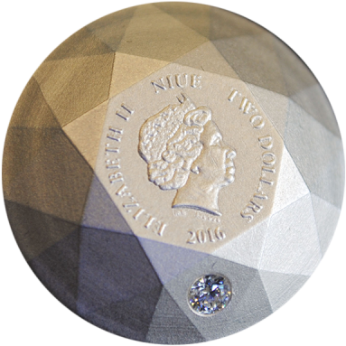 Niue 2016 2$ Silver Diamond 3d Shape Antique Finish - Diamond 3d Silver Coin - Niue 2016 (400x400), Png Download