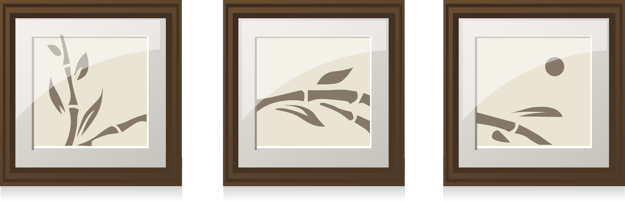 This Free Icons Png Design Of Set Of 3 Bamboo Paintings (2400x771), Png Download