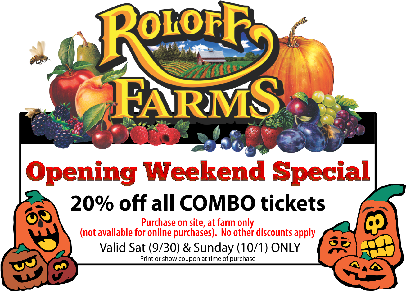 20 Percent Off 2017 Opening Weekend Special - Roloff Farms (1346x973), Png Download