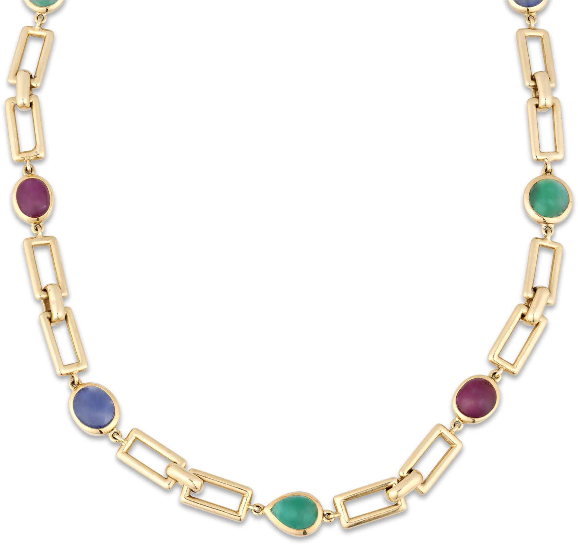 Multi-gem And Gold Link Necklace By David Webb (2500x2000), Png Download