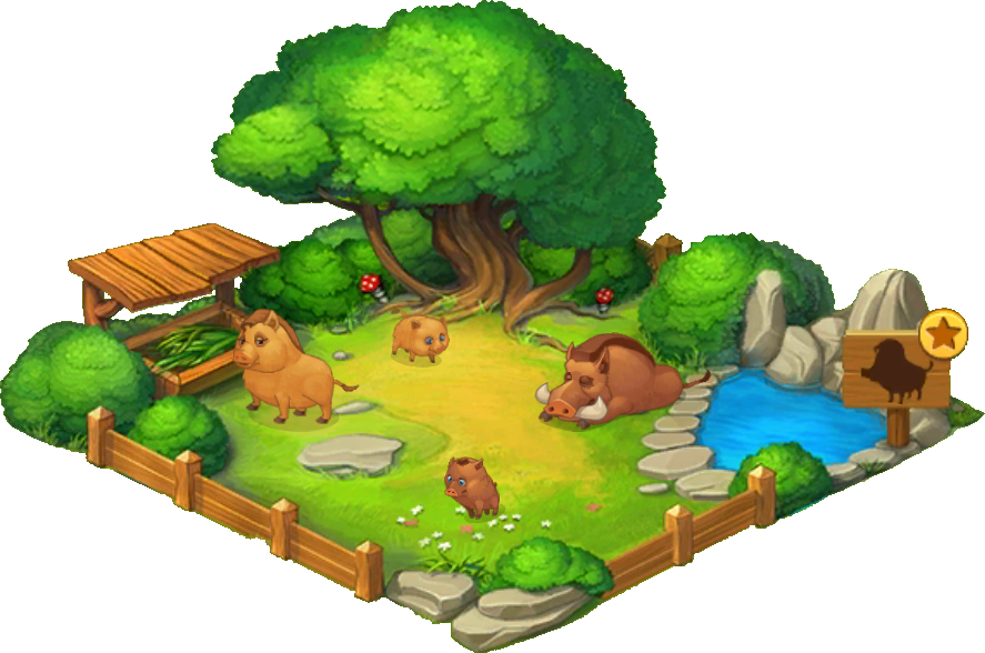 Wild Boar Enclosure - Cartoon (887x588), Png Download