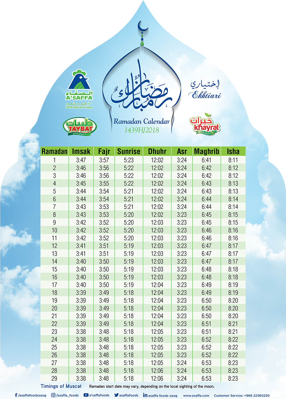 Download Ramadan Calendar 2018 Ramzan Calendar 2018 Oman PNG Image