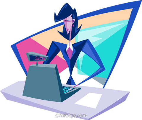 Business Woman Cashier Royalty Free Vector Clip Art - Illustration (480x407), Png Download