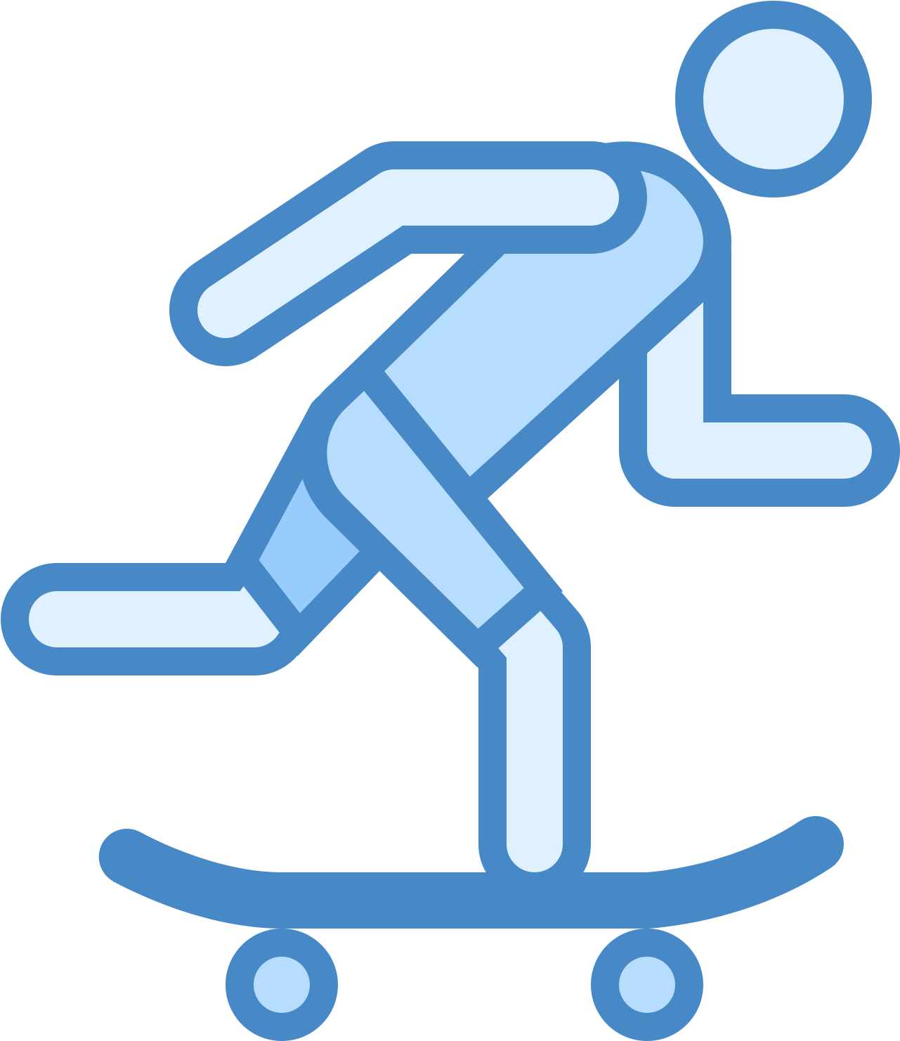 This Is A Drawing Of A Person On A Skateboard Moving - Icon (1600x1600), Png Download