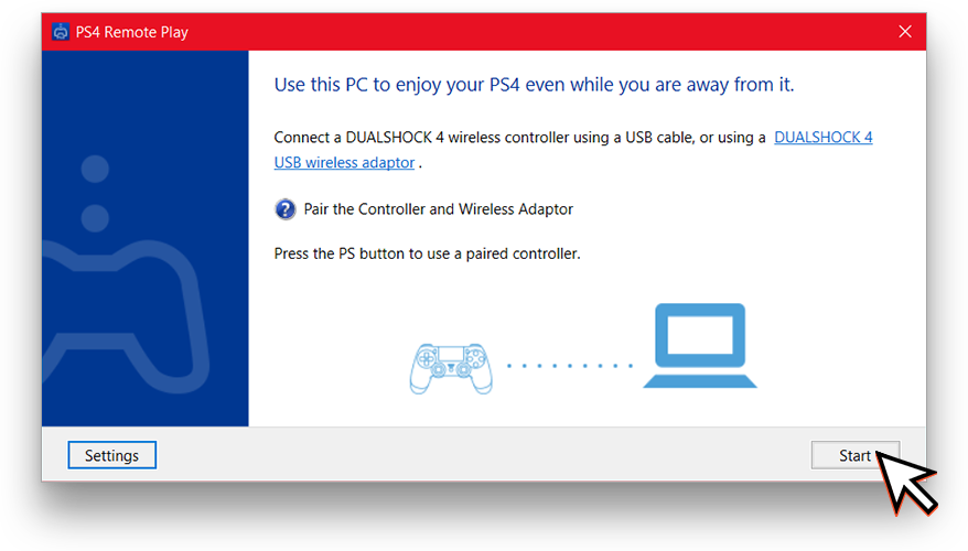 Connect Your Dualshock 4 Controller Over Usb To Your - Remote Play (878x500), Png Download