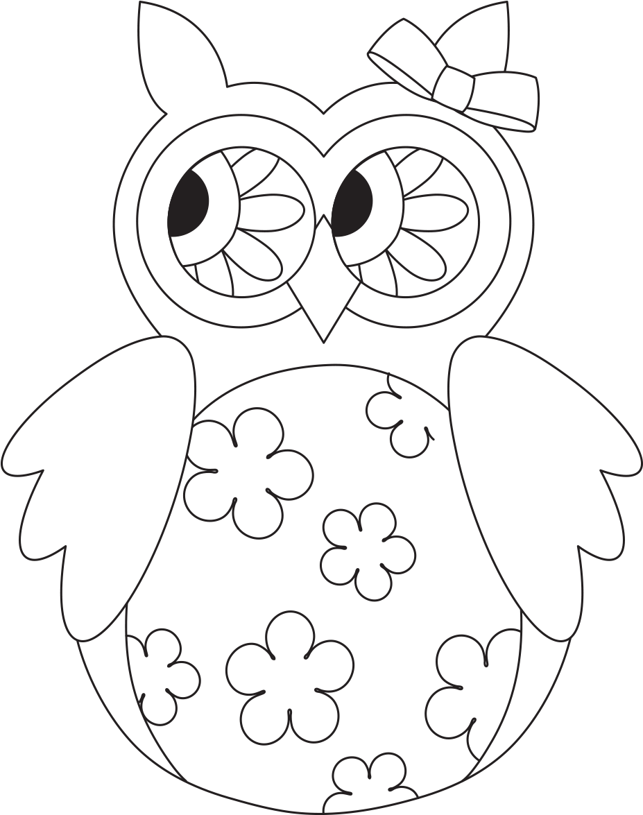 Free Owl Digital Stamps For Cards - Coloring Cute Black And White Birds (978x1212), Png Download