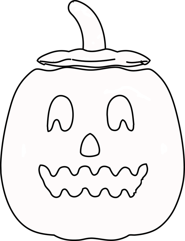 Jack O Lantern Outline - Digital Stamp (640x833), Png Download