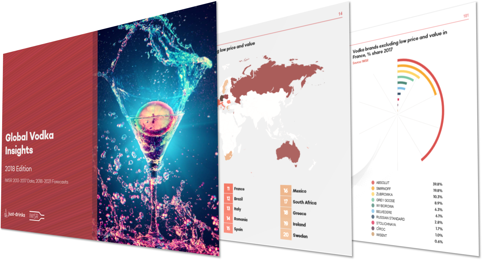 Iwsr Just Drinks Vodka Cover - White And Black World Map Unique Design Poster Print (2029x1101), Png Download