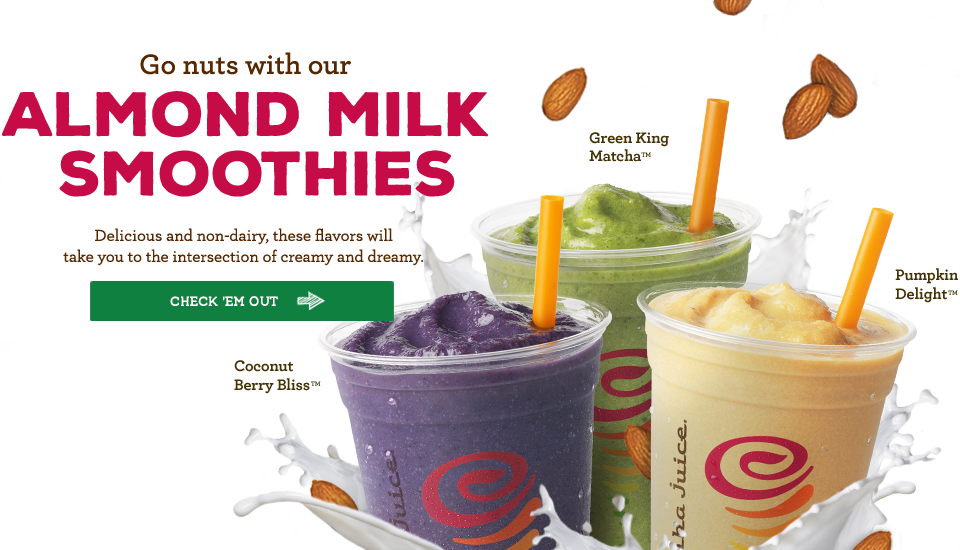 Jamba Juice - Almond Milk Smoothies Jamba Juice (960x550), Png Download