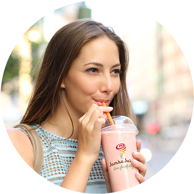 Circle Jamba Juiceorangeball Creative2017 08 08t18 - Woman Drinking Milkshake (650x650), Png Download