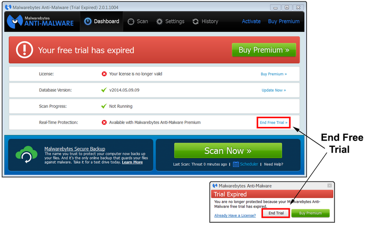 Reverting Malwarebytes From Free Trial Expired To Free - Malwarebytes Free Trial (749x461), Png Download