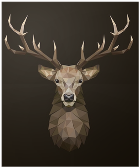 Deer Polygonal Illustration - Paneel Hirsch, Grafikdruck In Farbe Spiegelprofi Gmbh (400x400), Png Download