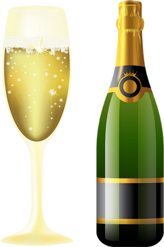 Bouteille Et Flûte De Champagne - Wine And Glass Png (333x500), Png Download
