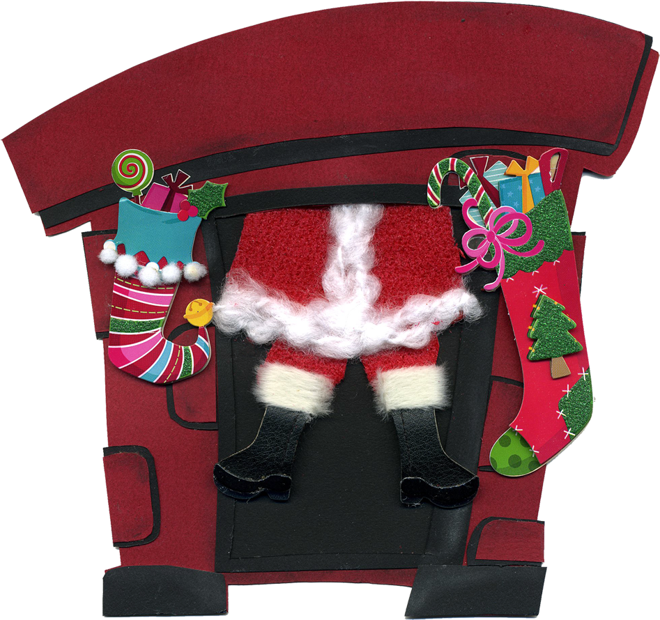 Santa Coming Down The Chimney - Santa Coming Through Chimney (1000x922), Png Download