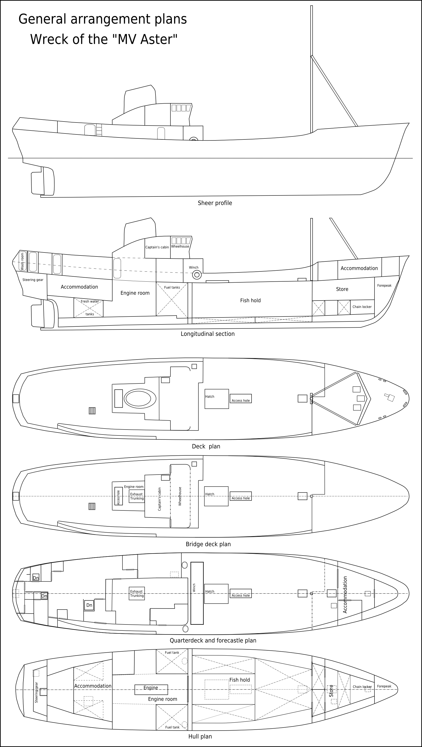 Mv Aster General Arrangement - Technical Drawing (1696x3000), Png Download
