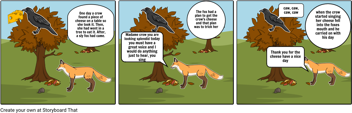 The Fox And The Crow - Storyboard (1164x385), Png Download