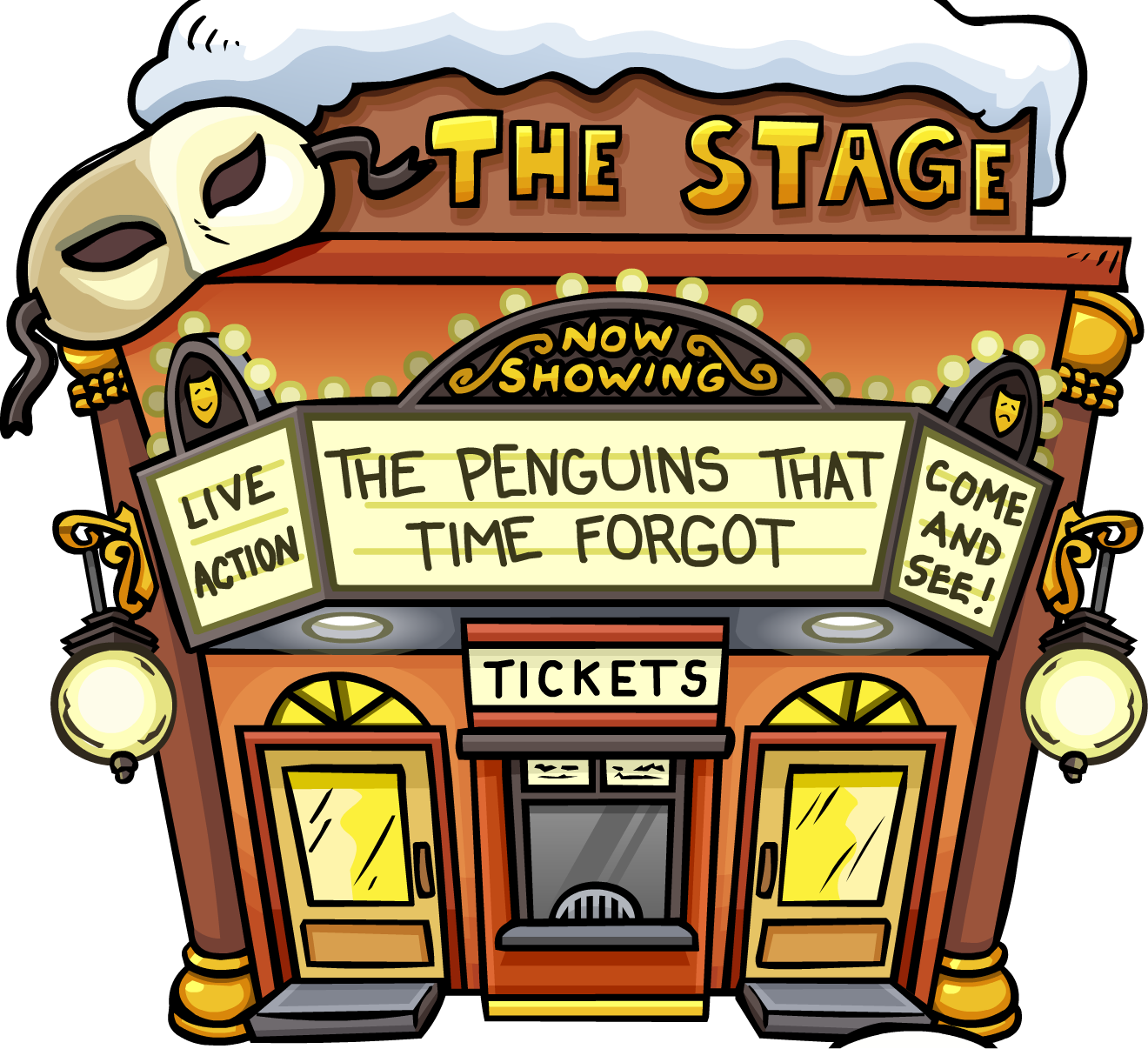Stage Outside - Club Penguin Theater (1320x1206), Png Download