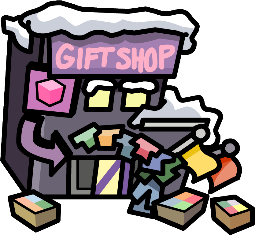 Outside View Of Giftshop - Club Penguin Gift Shop Outside (848x781), Png Download