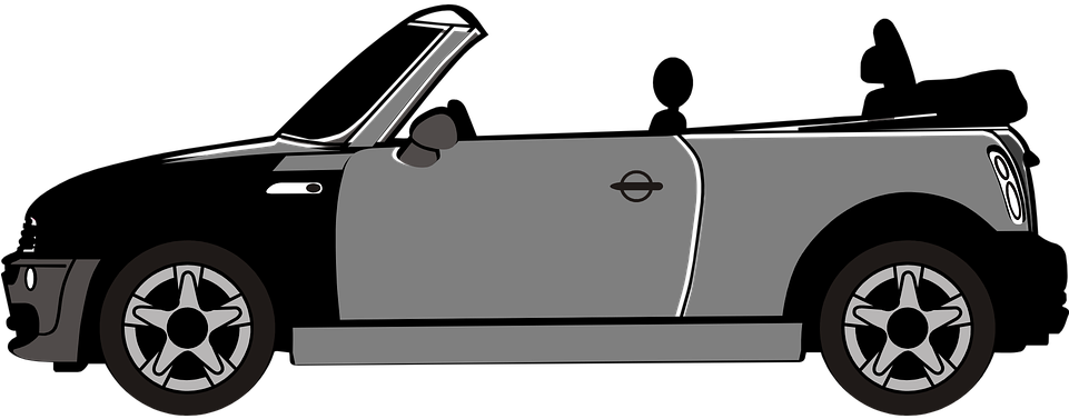 Clipart Of A Convertible Green Vintage Car - Cabriolet Clipart Png (960x480), Png Download