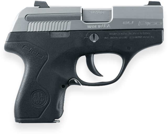 380 Pistol, Black And Silver, Facing Right - Quarter Pistol (2000x959), Png Download