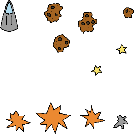 There's A Spaceship, Some Asteroids, Stars And An Explosion (480x480), Png Download