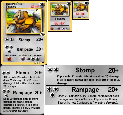 #128 Tauros - Wizards Of The Coast Pokemon Jungle Uncommon Card #47/64 (407x380), Png Download
