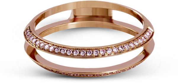 'glass Slipper' Ring Gard In Rose Gold With Pink Diamonds - Bangle (600x600), Png Download