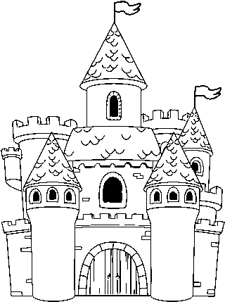 Fantasy Castle Coloring Page - Drawing (600x470), Png Download