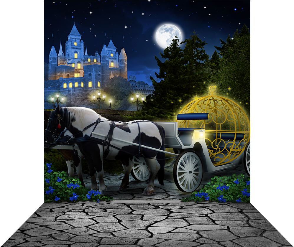 Fantasy Coach With Castle - Transparent Fantasy Backdrop Png (1000x1000), Png Download