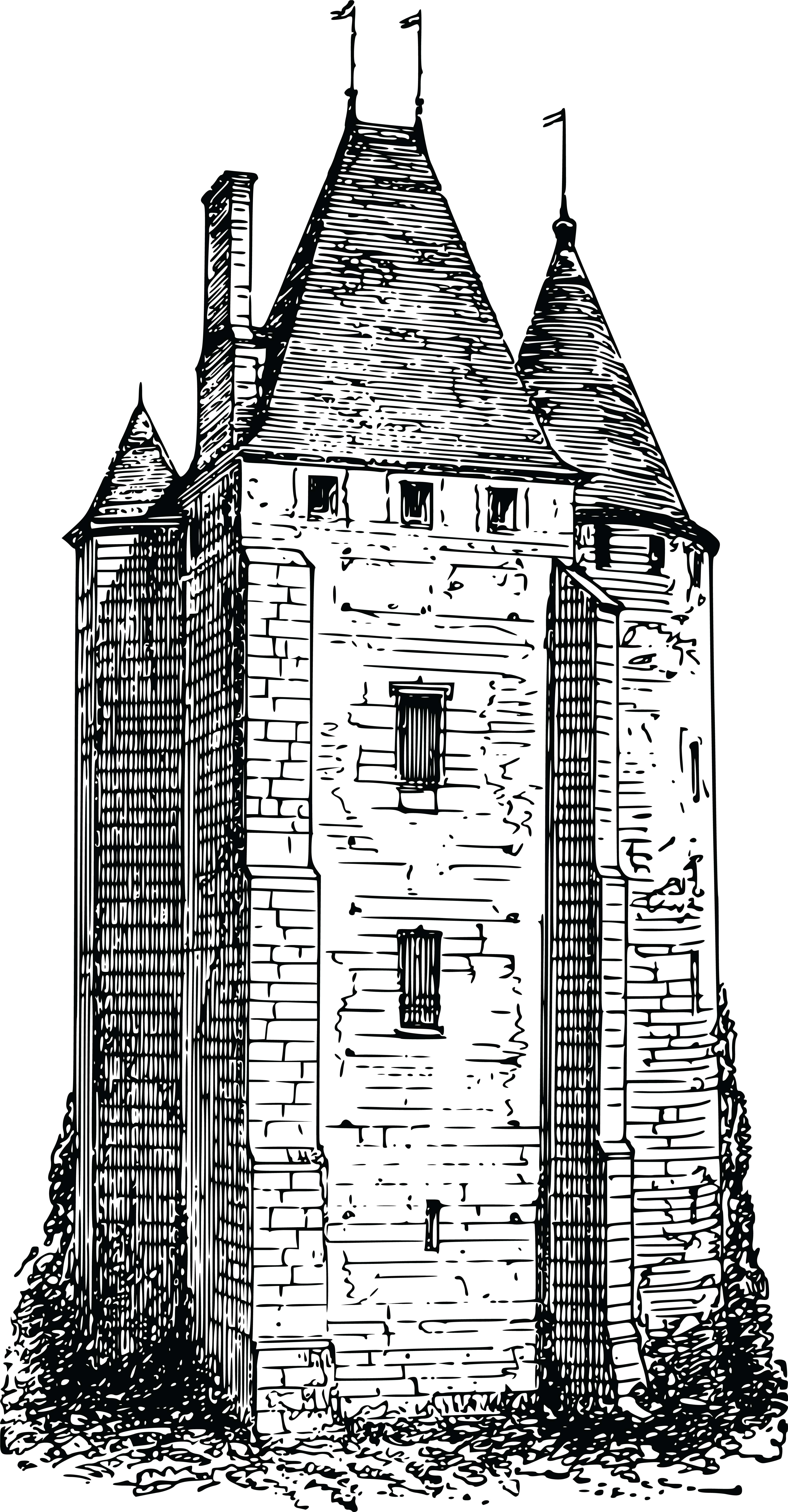 Free Clipart Of A Fortress - Free Black And White Clipart Fortress (4000x7672), Png Download