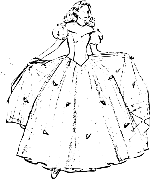 How To Set Use Dress Clipart - Outline Of A Lady In A Dress (498x595), Png Download