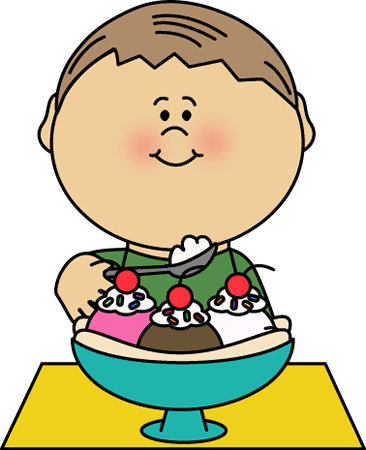 Banana Split Clipart Chocolate Banana - Boy Eating Ice Cream Clipart (366x450), Png Download