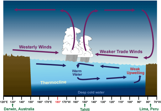 El Niño Conditions - Normal El Nino And La Nina (520x362), Png Download