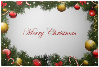 Christmas Card Background Garland Frame Poster • Pixers® - Ramka Do Zdjęcia Świąteczna (400x400), Png Download