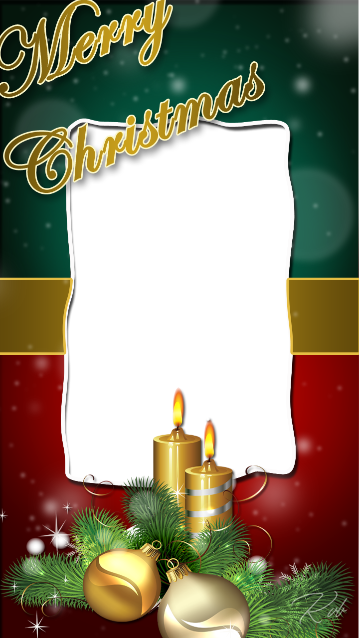Red And Green Christmas Frame - Kerzen-mittelstück-gruß-karten Karte (720x1280), Png Download