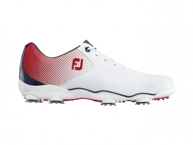 A Helix Golf Shoes - Footjoy D.n.a. Helix Golf Shoes In White / Red / Blue (398x398), Png Download