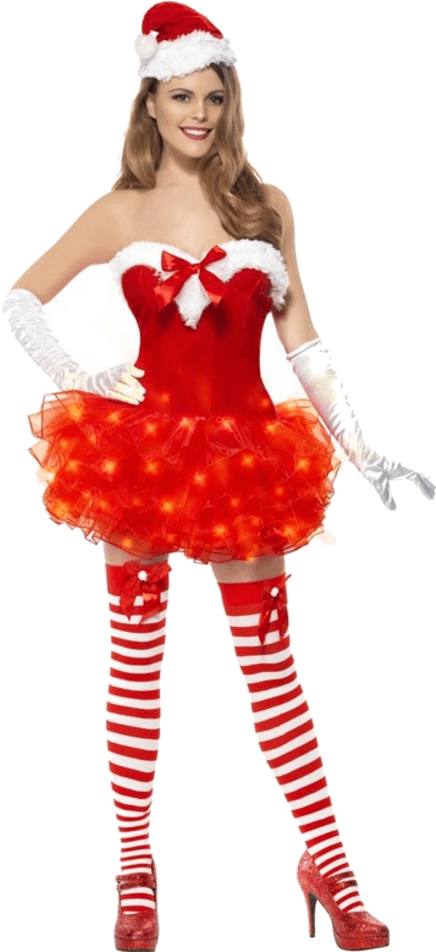 Light Up Sexy Santa Costume Ladies Womens (600x951), Png Download