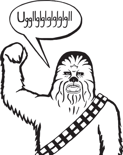 Panda - Chewbacca Black And White Clipart (400x505), Png Download