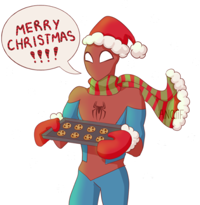 A Quick Christmas Spidey I Made For A Friend Happy - Art (500x434), Png Download